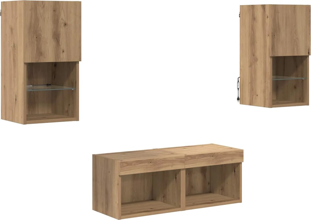 vidaXL TV Fali Szekrények Falra szerelhető 4 pcs Artisan tölgy Faanyag