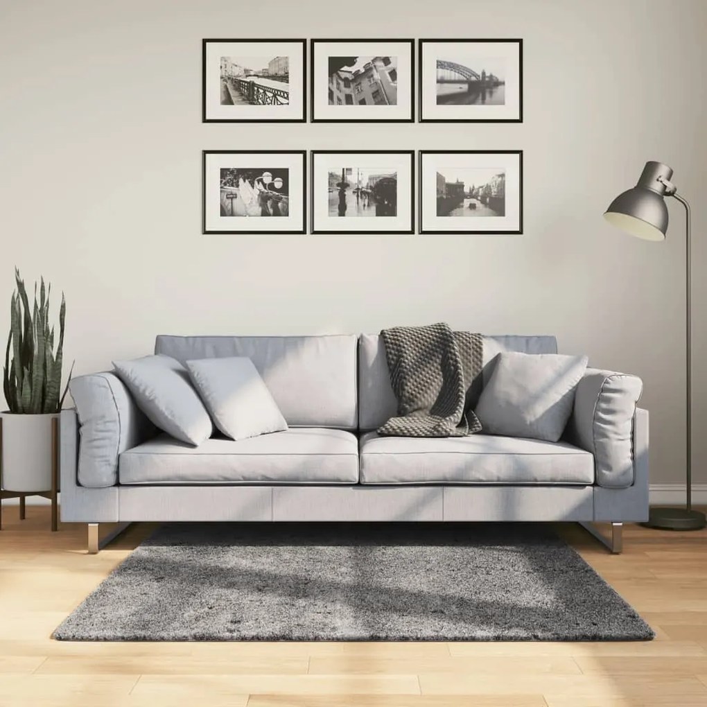 HUARTE antracit rövid szálú puha és mosható szőnyeg 120x120 cm
