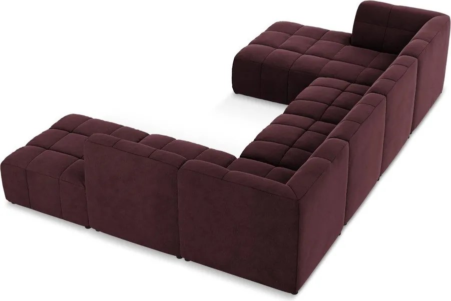 Borvörös bársony sarokkanapé (U alakú) Aloha – Makamii