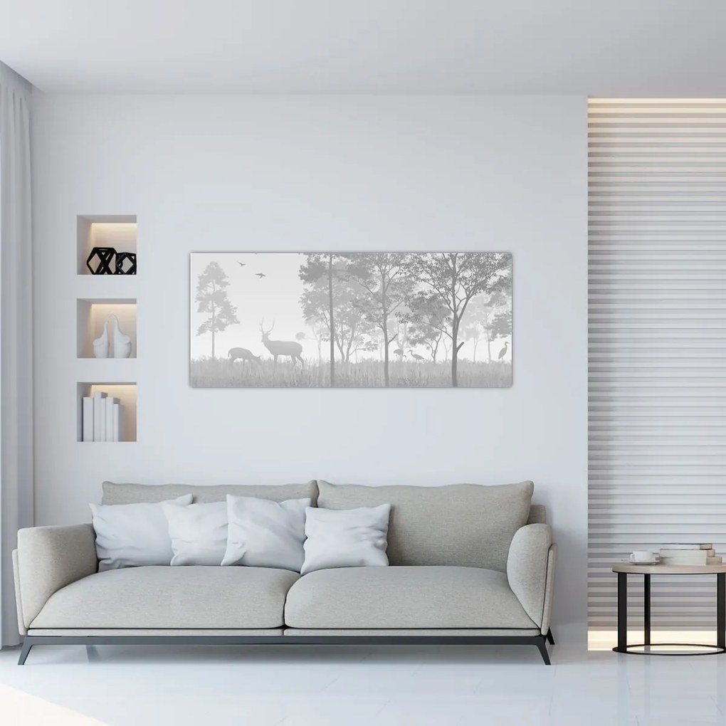 Kép - rét szarvasokkal (120x50 cm)