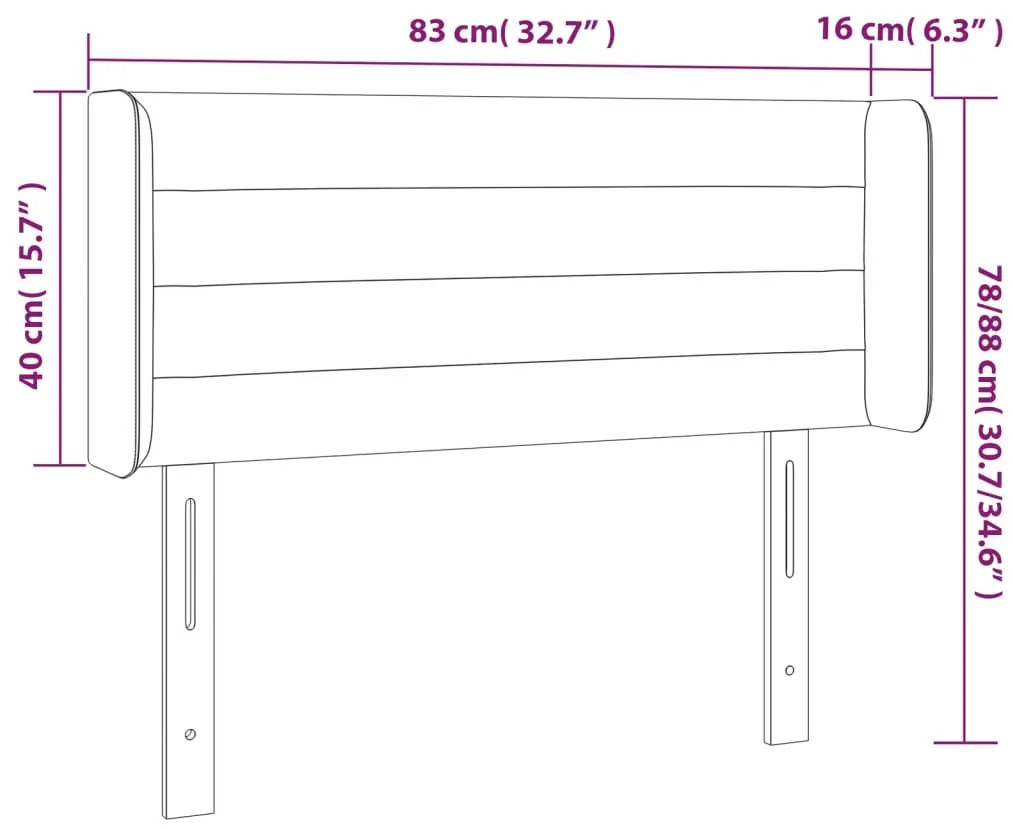 világosszürke szövet LED-es fejtámla 83 x 16 x 78/88 cm