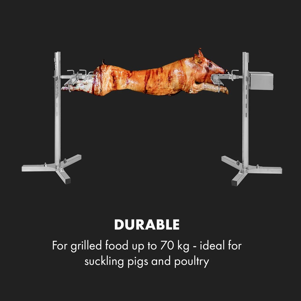 Sauenland Survivor, malacsütő grill, forgó nyárs, 12 W, 70 kg max., rozsdamentes acél
