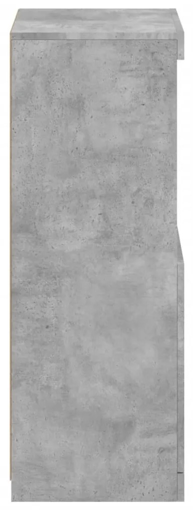 betonszürke tálalószekrény LED-világítással 41 x 37 x 100 cm