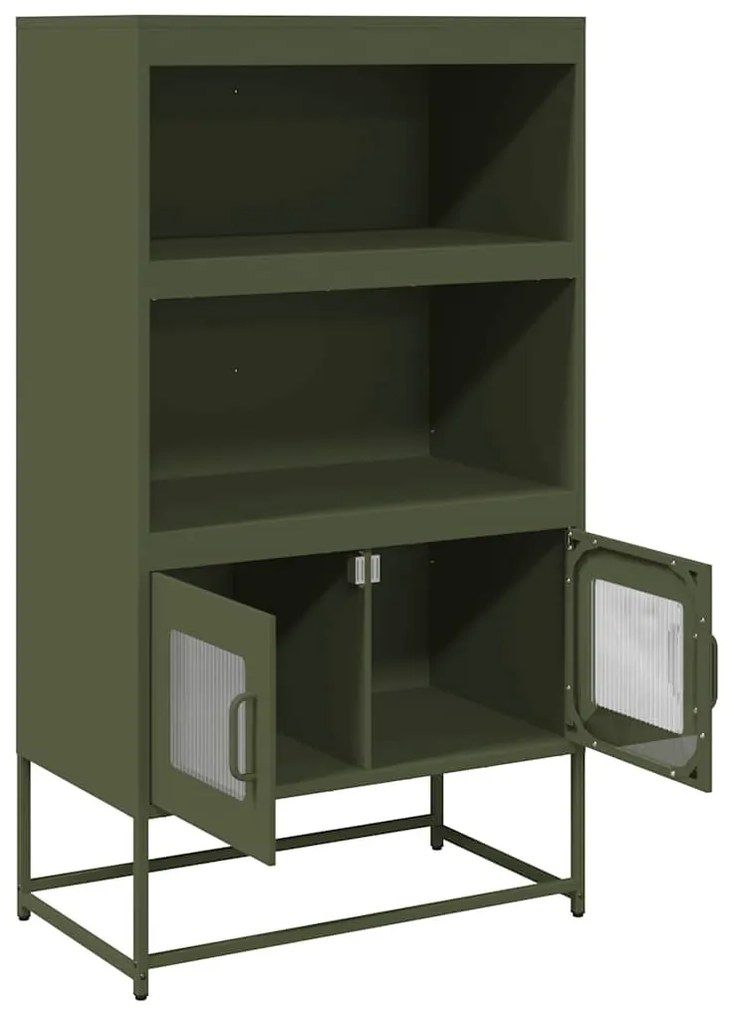 Highboard olívazöld 68x39x123 cm Acél