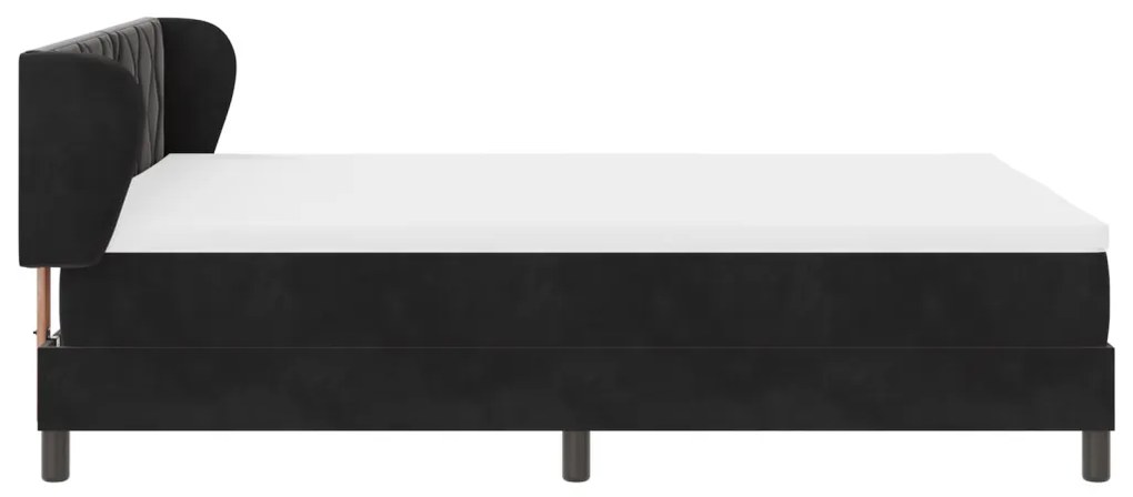 Boxspring Ágy Mattal Fekete 140x200 cm Bársonyos