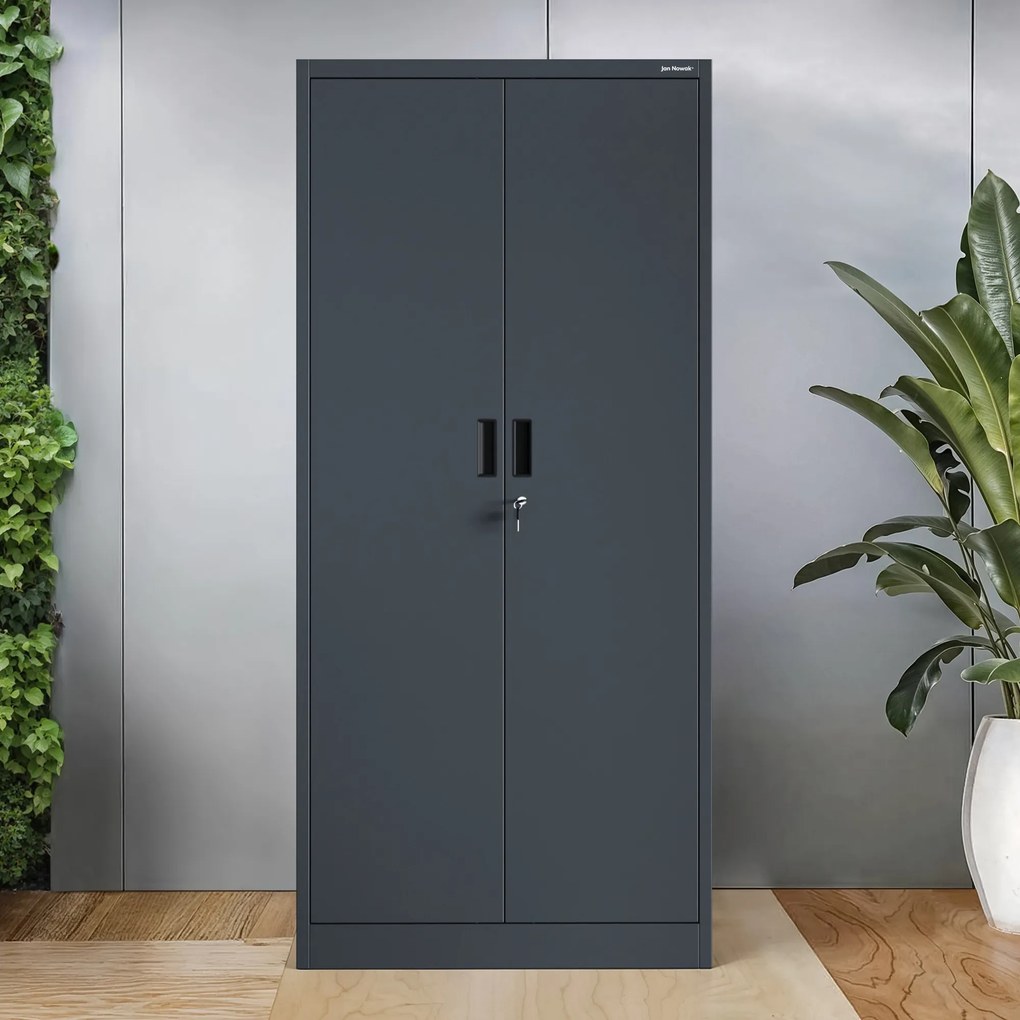 4 polcos fém irodai szekrény, antracit, 1750x800x400 mm: JAN Compact