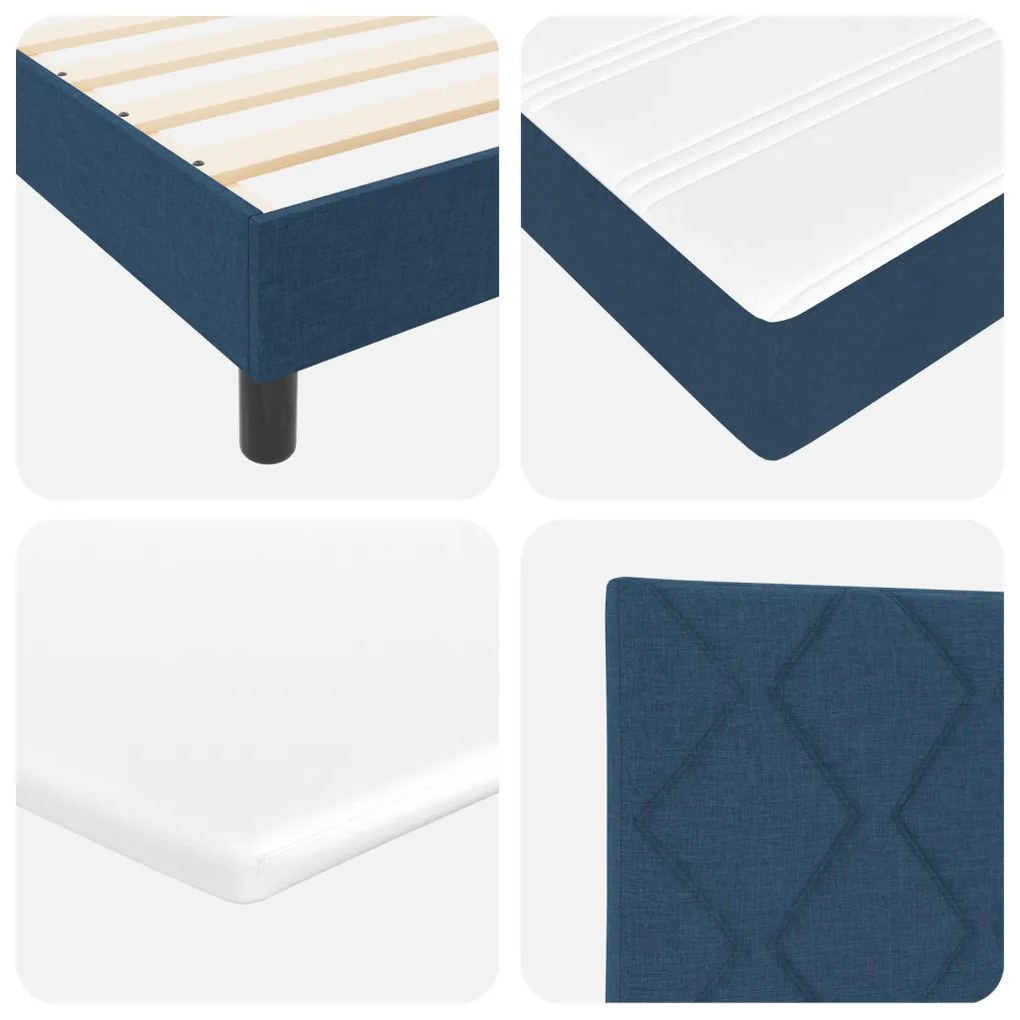 Boxspring Ágy Mattal Kék 140x190 cm Szövet
