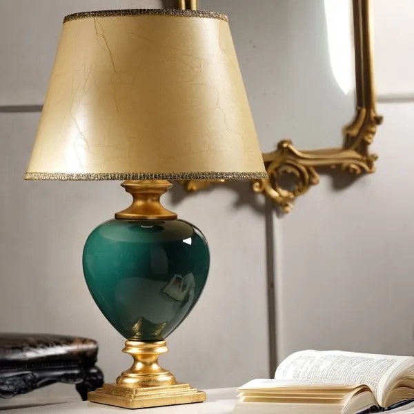 ONLI - Asztali lámpa AMADEUS 1xE27/15W/230V 72 cm zöld/arany