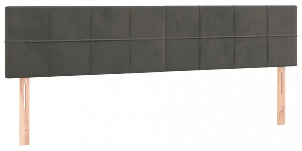 sötétszürke bársony LED-es fejtámla 200x5x78/88 cm