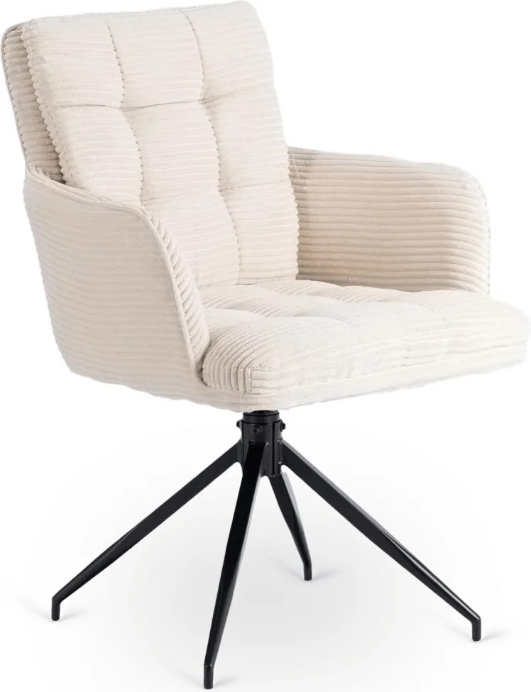 Forgó szék krém színben, kordbársony kárpittal, AKITA