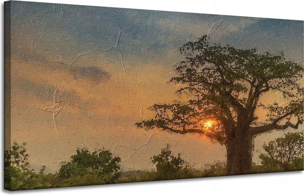 Vászonkép Lenyugvó nap a szavannán 120x60 cm Ideális ajándék