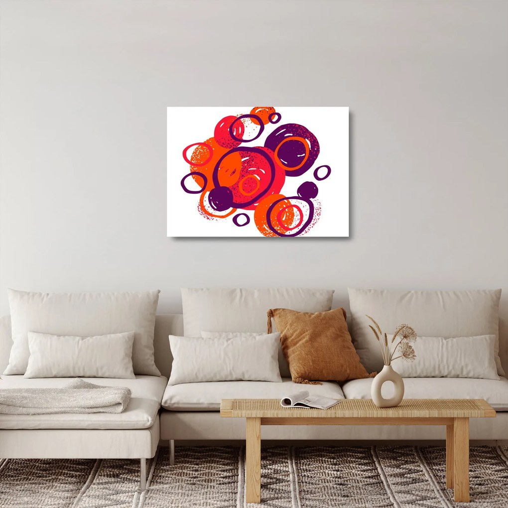 Kép - Motívum körökkel meleg színekben (üvegen) (70x50 cm)