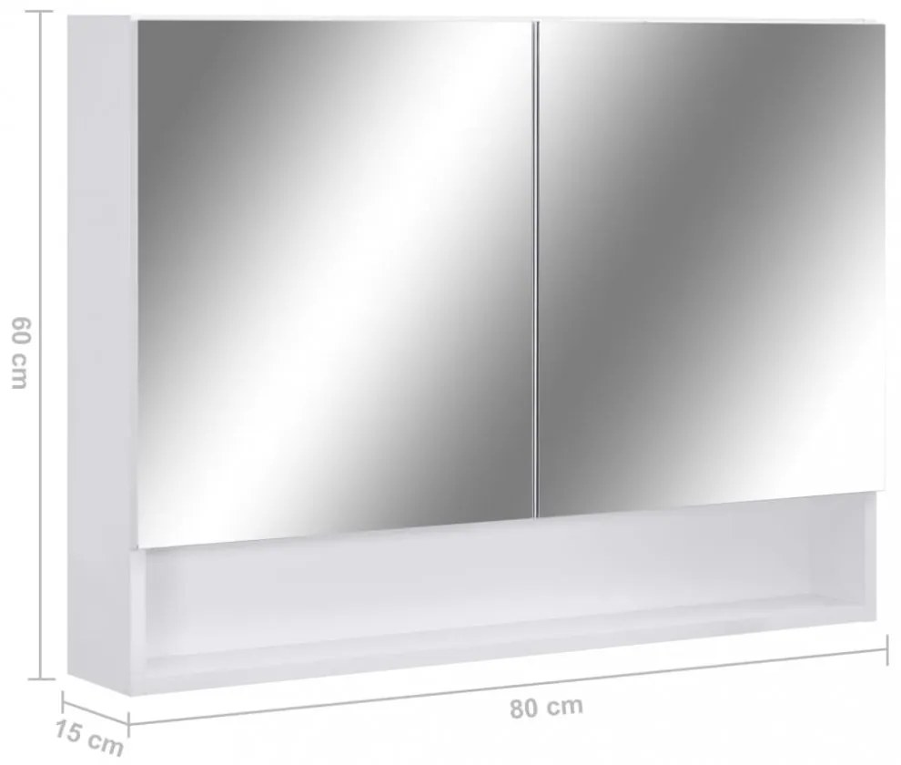 fehér MDF tükrös fürdőszobaszekrény 66 x 17 x 63 cm