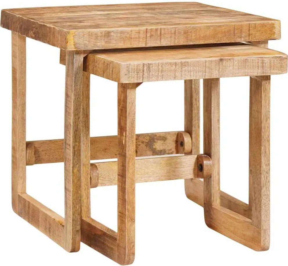 vidaXL Egymásba helyezhető asztalok 2 pcs Barna Tömör Mangófát