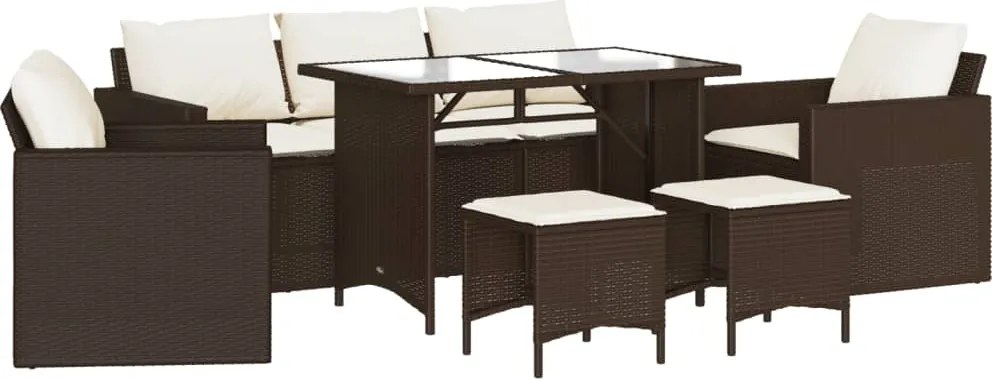 vidaXL 6 részes barna polyrattan kerti ülőgarnitúra párnával