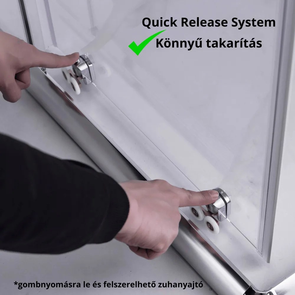 Stuxi Nizza 100x70 aszimmetrikus szögletes tolóajtós zuhanykabin 6 mm vízlepergető biztonsági üveggel, króm elemekkel, 200 cm magas