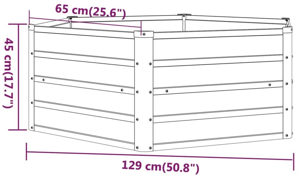 rozsda színű corten acél kerti magaságyás 129 x 129 x 45 cm