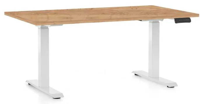 OfficeTech C állítható magasságú asztal, 120 x 80 cm, fehér alap, craft tölgy