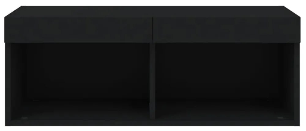 fekete TV-szekrény LED-világítással 80 x 30 x 30 cm