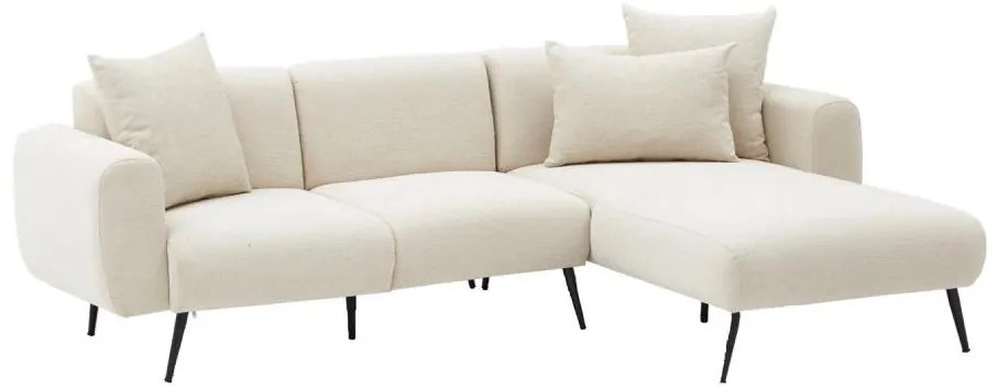 L alakú sarokülőgarnitúra PISA, krémszínű, jobb oldali