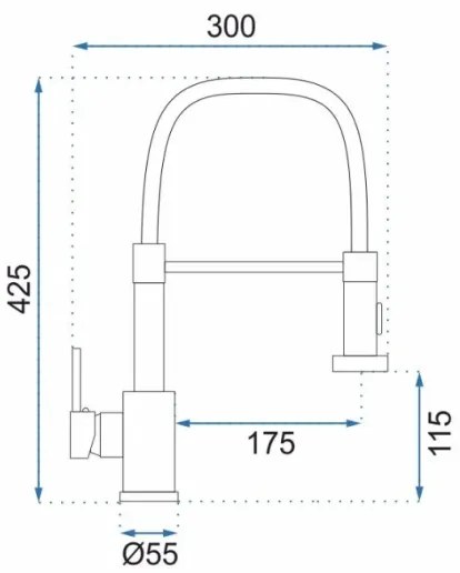 REA-B4820 - COLIN kihúzható zuhanyfejes mosogatócsaptelep, 42,5 cm, fekete
