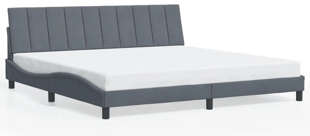 sötétszürke bársony ágykeret LED-ekkel matrac nélkül Hanko 200 x 200 cm