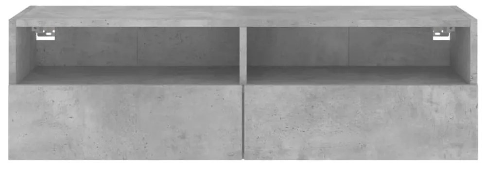 betonszürke szerelt fa fali TV-szekrény 100 x 30 x 30 cm