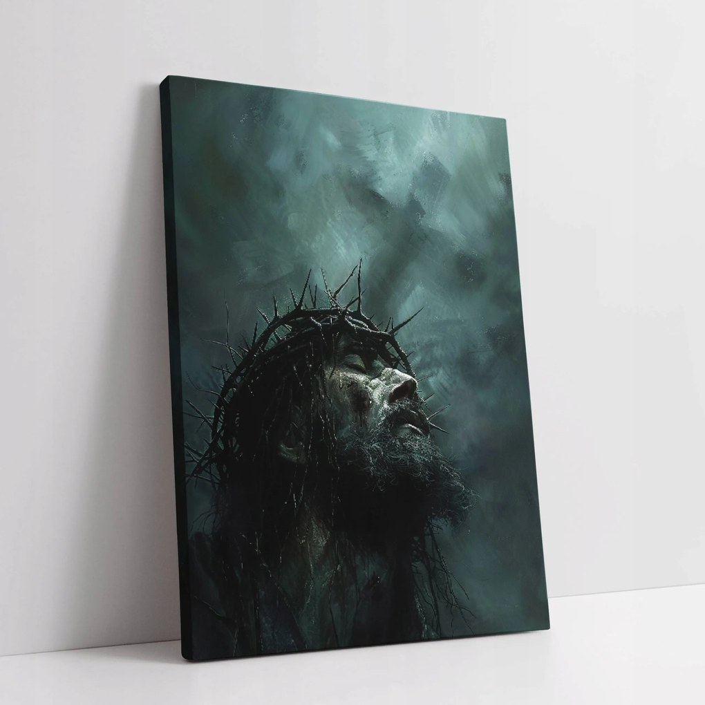 Vászonkép Jézus Krisztus töviskoronában kereszt 30x40