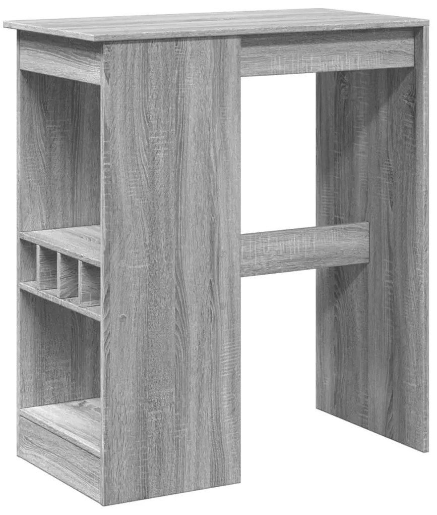 szürke sonoma szerelt fa bárasztal tárolókkal 90x47,5x103,5 cm