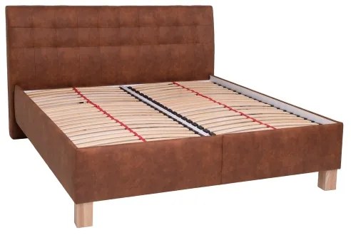 Kárpitozott ágy matraccal és tárolóval VIOLET 160x200 cm konyakbarna