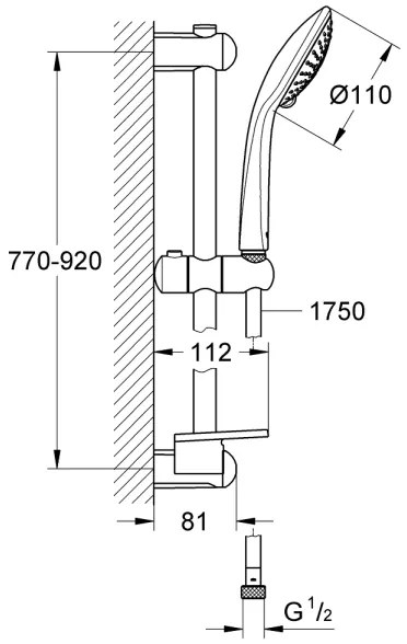 GROHE 27227001 - EUPHORIA 900 mm zuhanyszett, fényes króm
