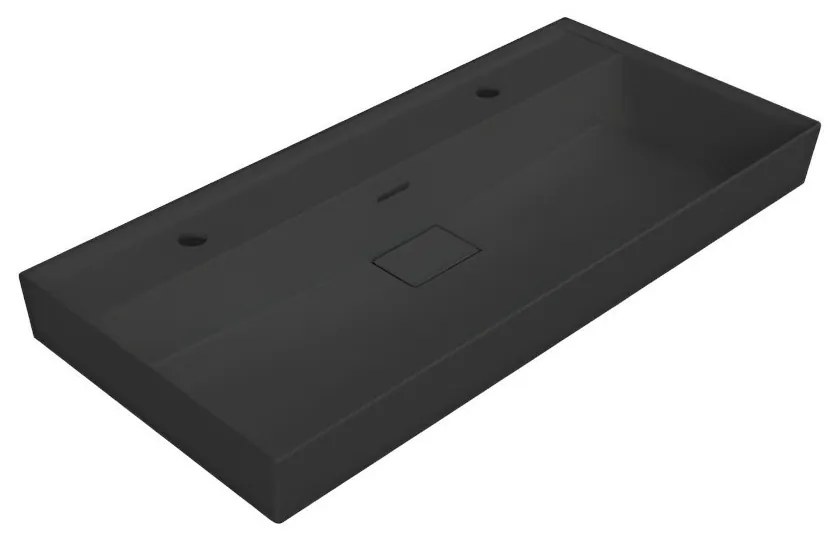 TMP LUX 100D fali fürdőszobabútor - CeraStyle SHARP FEKETE DUPLA csaplyukas mosdóval - 100 x 48 cm