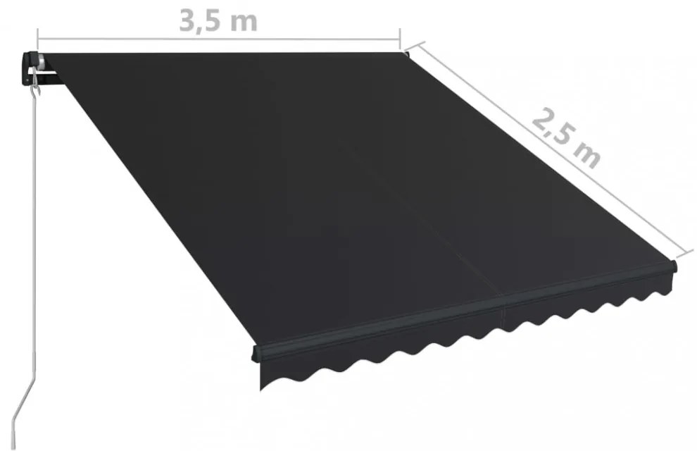antracitszürke kézzel behúzható napellenző 350 x 250 cm
