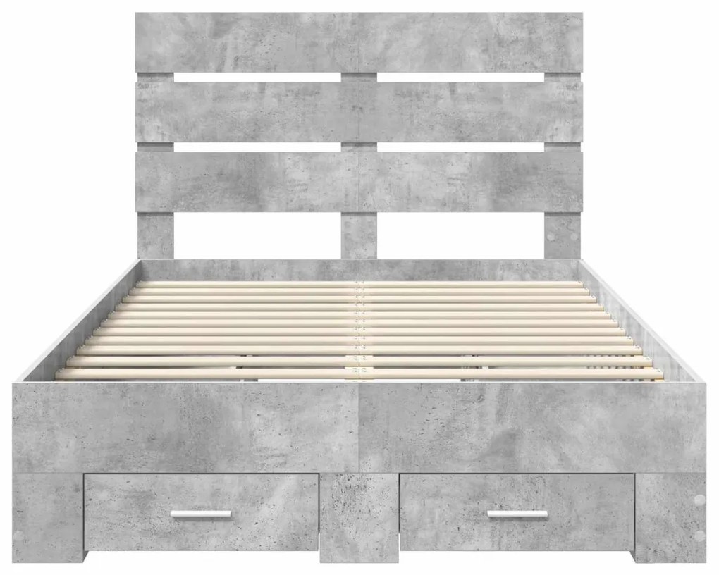 Ágykeret fiókkal fejtámlával Beton Szürke 120 x 200 cm Faanyag