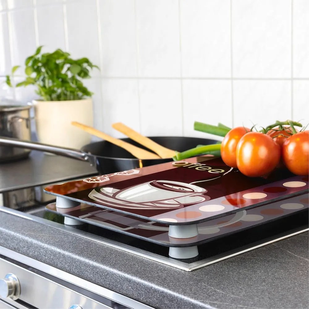 Edzett üveg tűzhely fedőlap szett 2 db-os 30x52 cm Coffee – Maximex