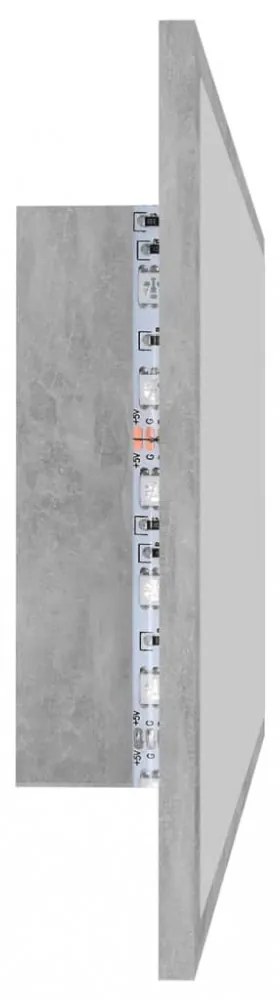 betonszürke akril LED-es fürdőszobatükör 90x8,5x37 cm