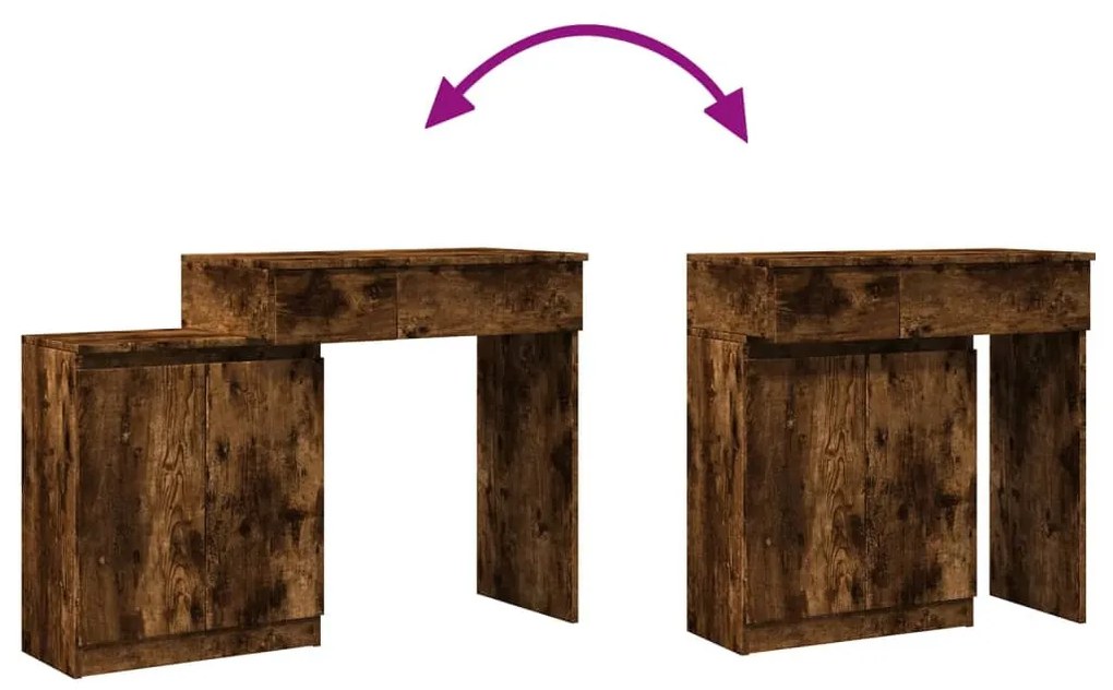 füstös tölgy színű LED-es fésülködőasztal 115 x 37 x 110,5 cm