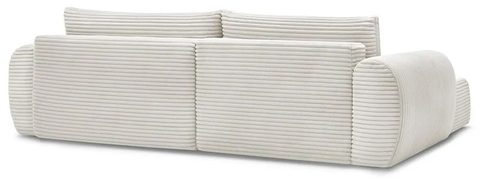 Krémszínű kordbársony kinyitható sarokkanapé (bal oldali) Lucien – Bobochic Paris