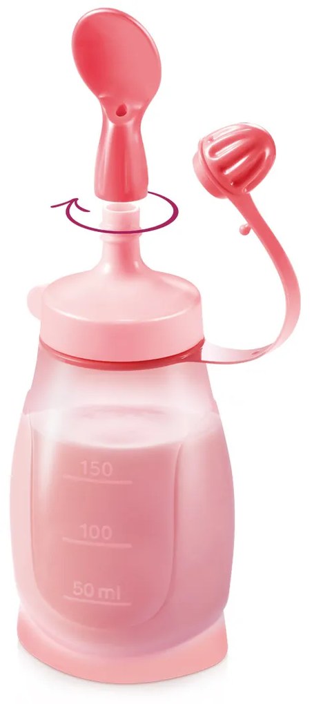 Tescoma PAPU PAPI rugalmas palack 200 ml kanállal,rózsaszín