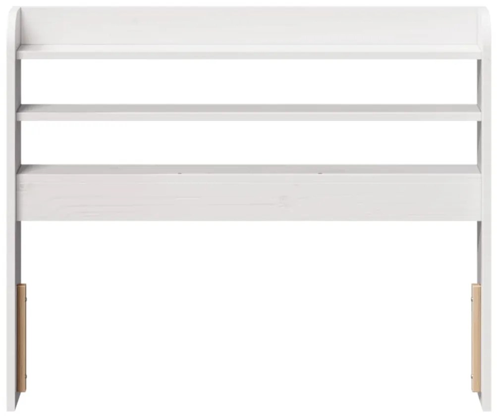 fehér tömör fenyőfa fejtámla polcokkal 75 cm