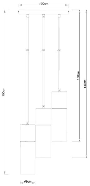Globo 21000-3HB - ANNIKA 3xE27/25W/230V fekete függeszték, 30 cm pr.
