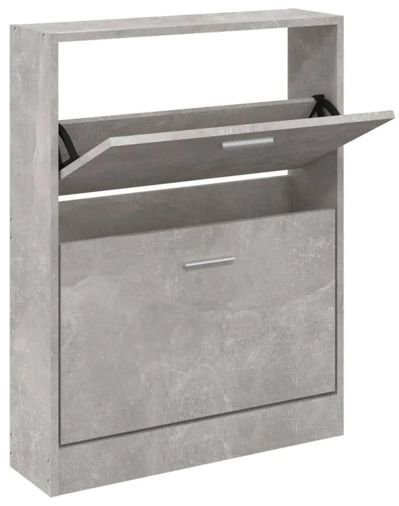 betonszürke szerelt fa cipőszekrény 59 x 17 x 81 cm