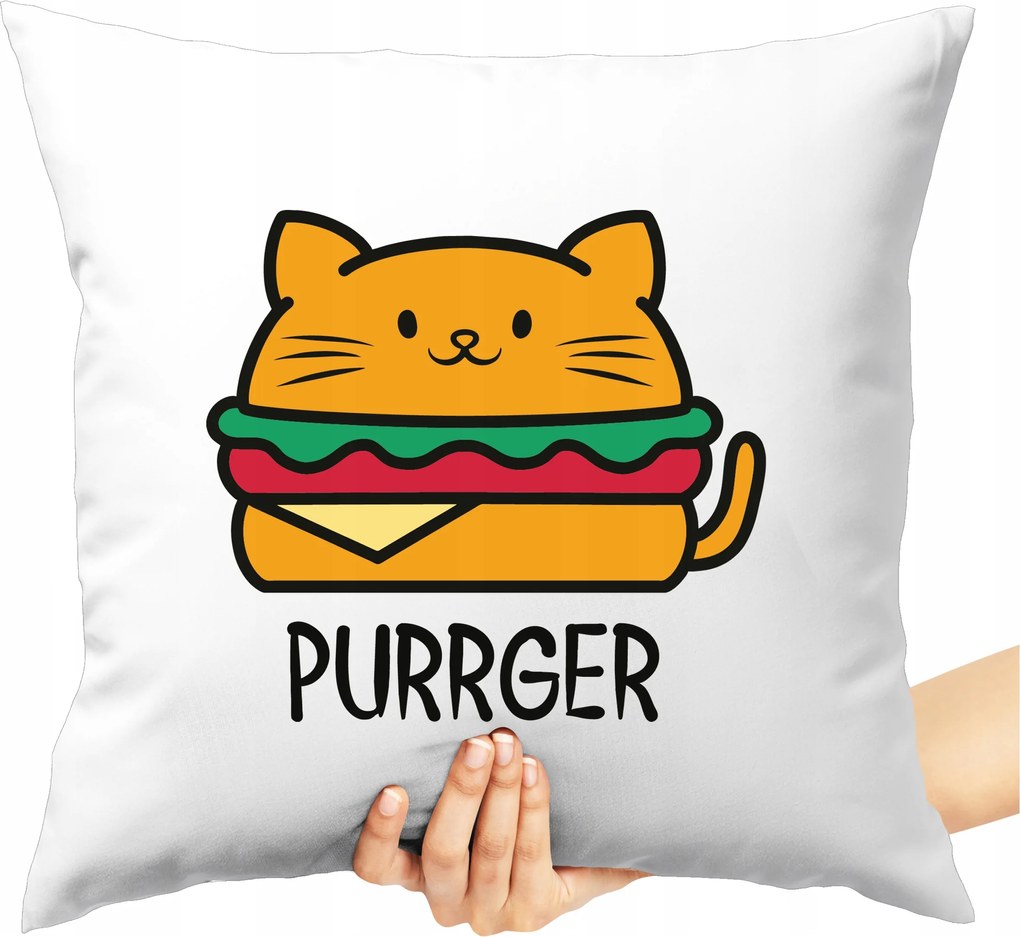 Nyomott Mintás Párna Purrger Macska Hamburger Szuper Aranyos Cica