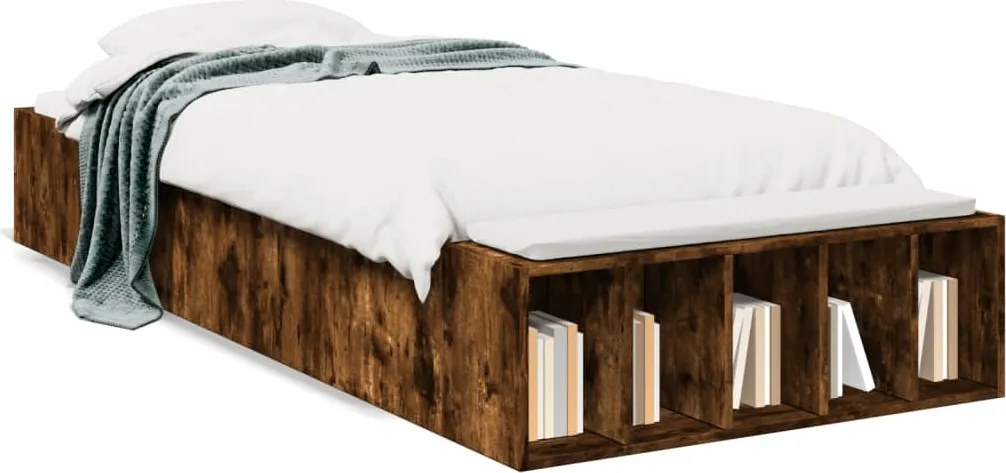 vidaXL füstös tölgy színű szerelt fa ágykeret 100 x 200 cm