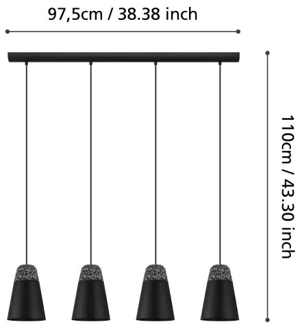 Eglo 99545 - CANTERRAS kábeles csillár 4xE27/40W/230V