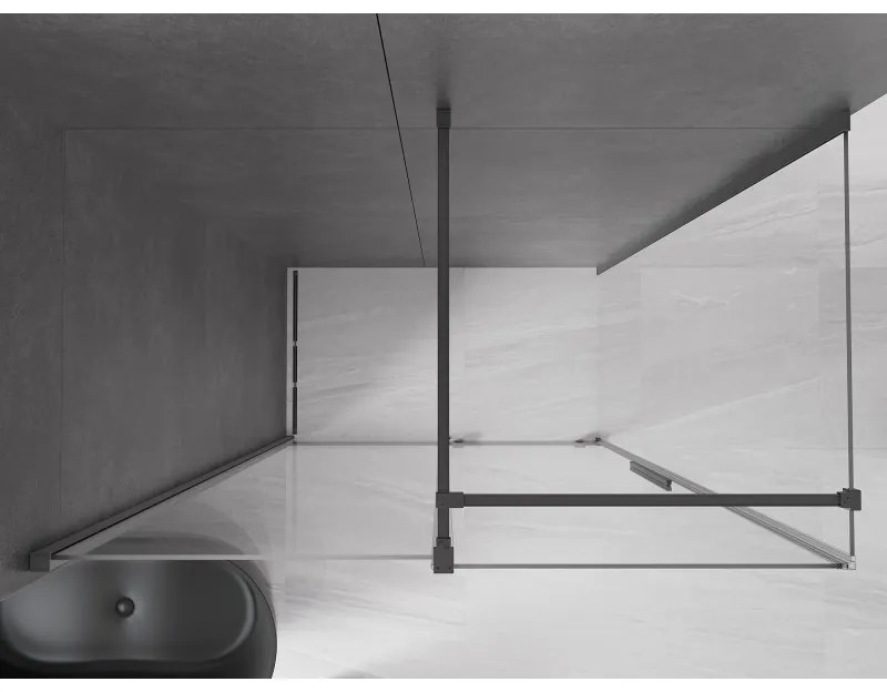 Mexen Velar, zuhanykabin tolóajtóval 160 x 75 cm, 8mm átlátszó üveg, polírozott grafit, 871-160-075-01-95