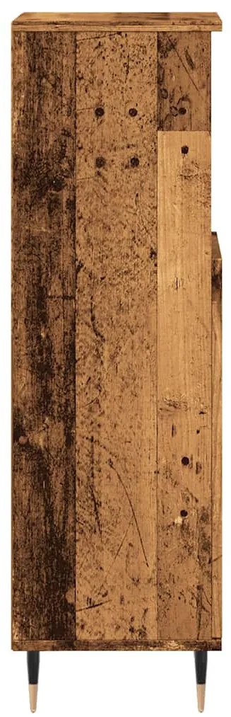Antik fa színű szerelt fa fürdőszobaszekrény 30 x 30 x 100 cm