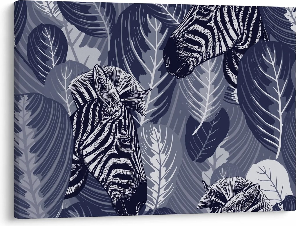 Kép - Kék zebrák (70x50 cm)