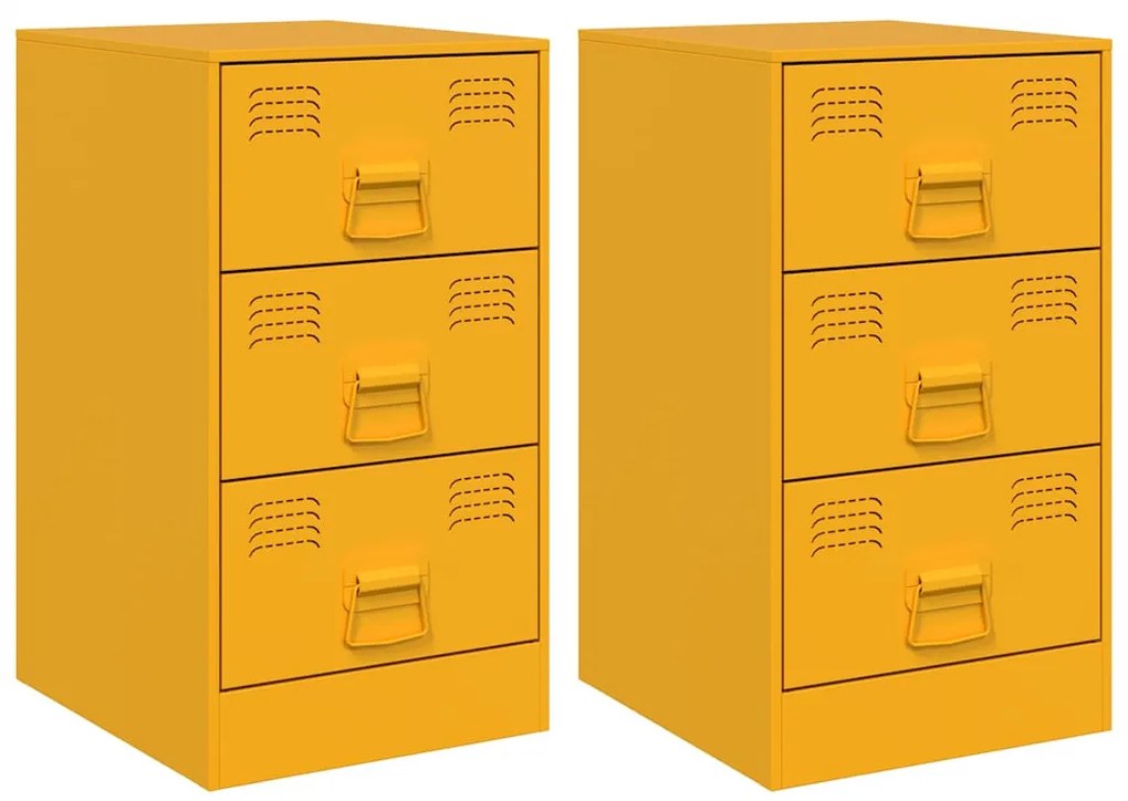 2 db mustársárga acél éjjeliszekrény 34,5 x 39 x 62 cm
