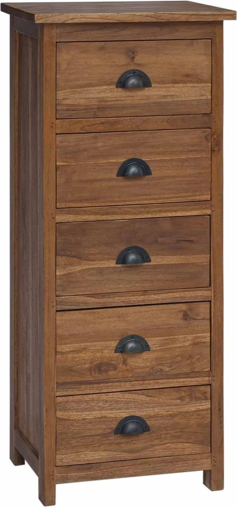 vidaXL Fiókos szekrény Természetes 45 x 35 x 110 cm Tömör Teakfa